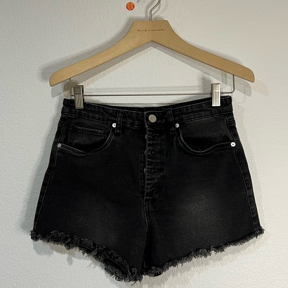 Blank NYC the barrow black jean shorts button closure high rise 29 - Picture 1 of 7